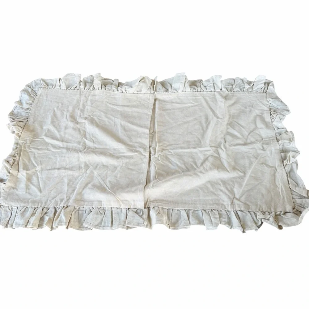 Simply Shabby Chic Ruffled Linen Blend King 3-Piece Duvet Cover Set Oatmeal NIP